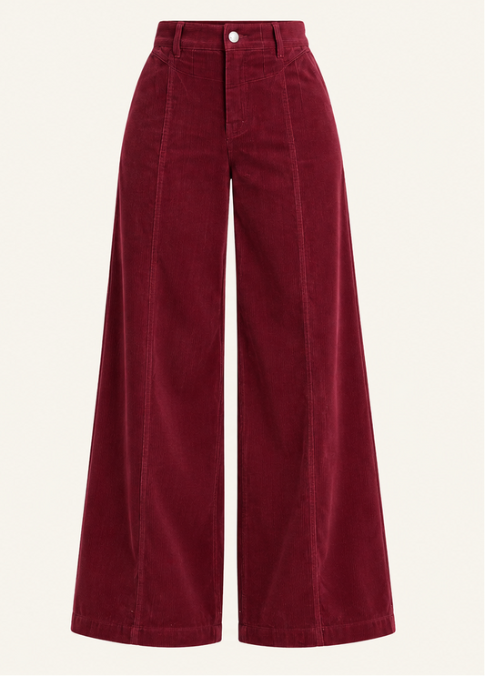 Burgundy Wide-Leg Pants